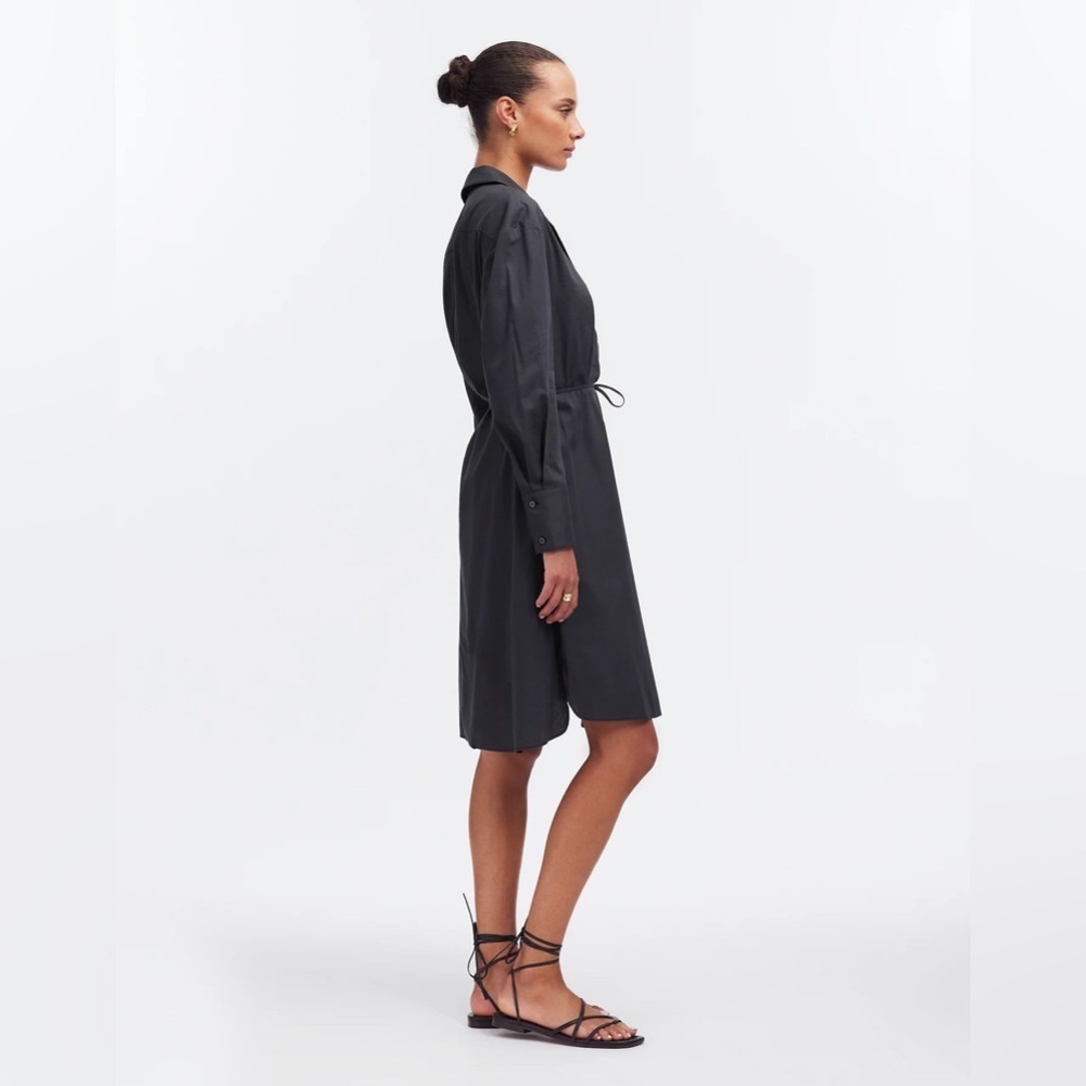 NWT Madewell Belted Mini Shirtdress in Black size medium - Picture 5 of 15